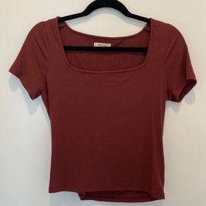 Madewell Rust Red Square Neck T-shirt